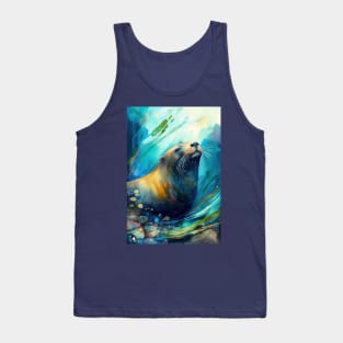 Watercolor Steller Sea Lion Art for Animal Lovers Tank Top